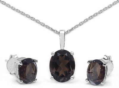 Johareez Sterling Silver Rhodium Brown Jewellery Set(Pack of 1)