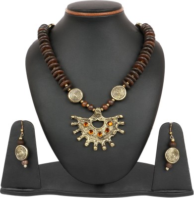 Johareez Alloy Gold-plated Brown Jewellery Set(Pack of 1)