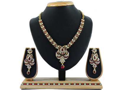 VATSALYA creation Alloy Gold-plated Maroon Jewellery Set(Pack of 1)