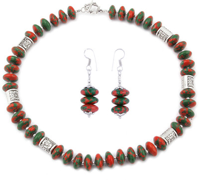 

Pearlz Ocean Alloy Jewel Set(Red, Green)