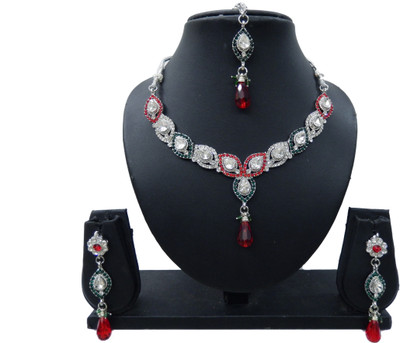 

Shree Bhawani Art Jewellery Alloy Jewel Set(Red, Green)