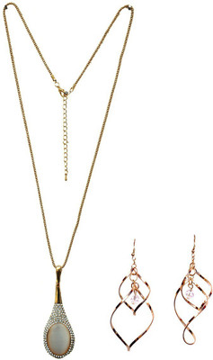 

Pink Rose Alloy Jewel Set(Gold)
