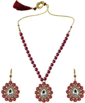 Vidhya Kangan Brass Gold-plated Pink Jewellery Set(Pack of 3)