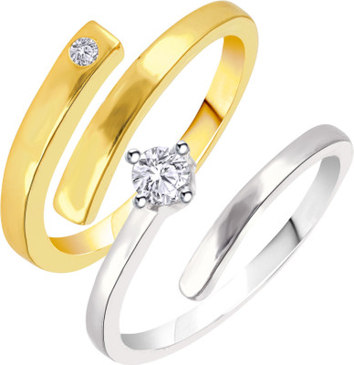 

VK Jewels One Love Alloy Cubic Zirconia Gold-plated Plated Ring Set, Multicolor