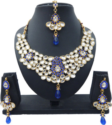 

Shree Bhawani Art Jewellery Alloy Jewel Set(Blue)