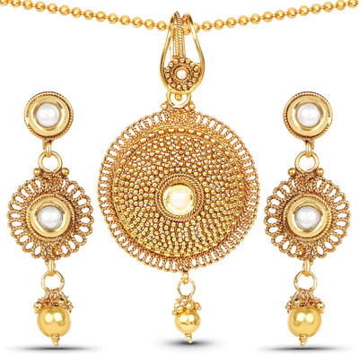 Johareez Alloy Gold-plated White Jewellery Set(Pack of 1)
