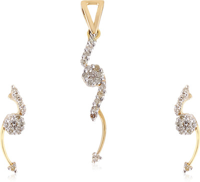 

Jisha Yellow Gold 18kt Diamond Earring & Pendant Set