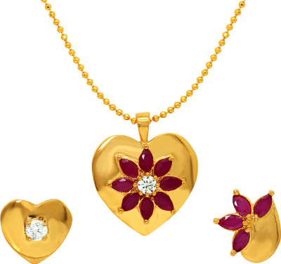 mahi Alloy Gold-plated Gold, Red, White Jewellery Set(Pack of 1)