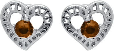 mahi Brown Stylized Heart Swarovski Crystal Alloy Stud Earring