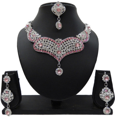 

Shree Bhawani Art Jewellery Alloy Jewel Set(Pink, White)