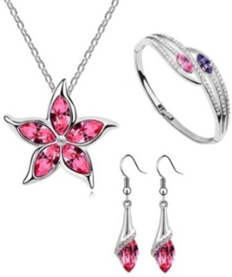 CRUNCHY FASHION Alloy Rhodium Pink, Silver Jewellery Set(Pack of 1)