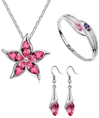 53% OFF on Crunchy Fashion Alloy Jewel Set(Pink, Silver)