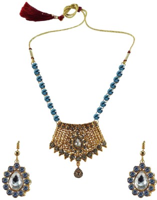 Vidhya Kangan Brass Gold-plated Turquoise Jewellery Set(Pack of 3)