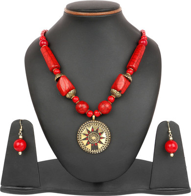 Johareez Alloy Gold-plated Orange Jewellery Set(Pack of 1)