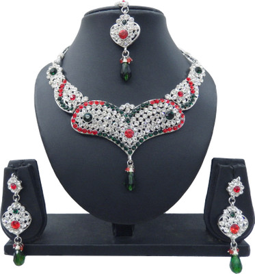 

Shree Bhawani Art Jewellery Alloy Jewel Set(Red, Green)
