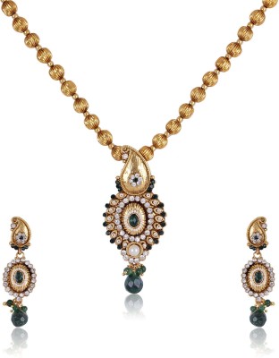 Shining Diva Alloy Gold-plated Green, White, Gold Jewellery Set(Pack of 1)