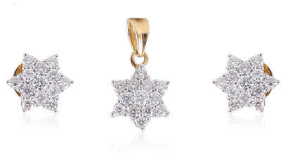 

Jisha Yellow Gold 14kt Diamond Earring & Pendant Set