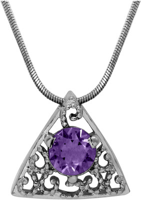mahi Violet Triangle Beauty Rhodium Swarovski Crystal Alloy Pendant