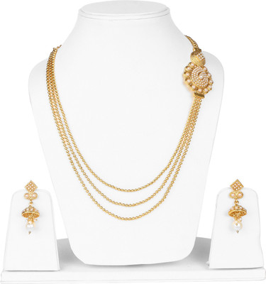Johareez Brass Gold-plated White Jewellery Set(Pack of 1)
