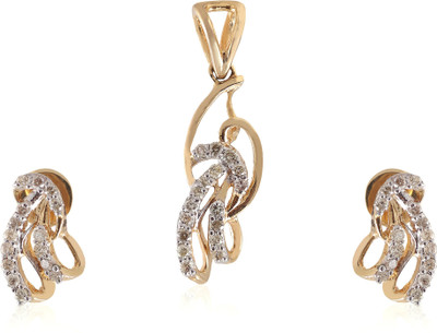 

Jisha Yellow Gold 14kt Diamond Earring & Pendant Set