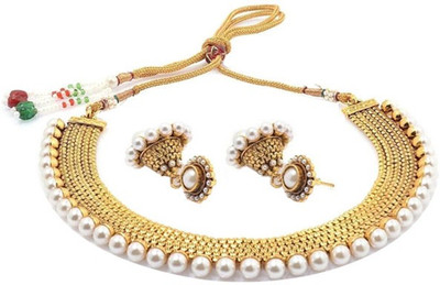 Styylo Jewels Alloy Gold-plated Gold, White Jewellery Set(Pack of 1)