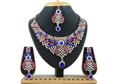 VATSALYA creation Alloy Gold-plated Pink, Blue Jewellery Set(Pack of 1)