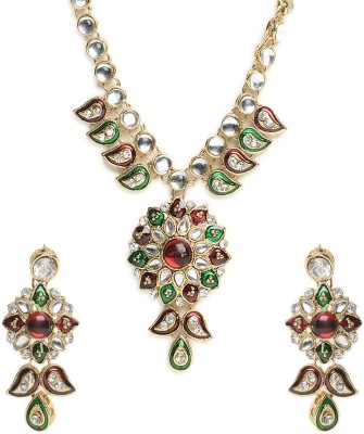 Shining Diva Alloy Red, Green, Gold Jewellery Set(Pack of 1)