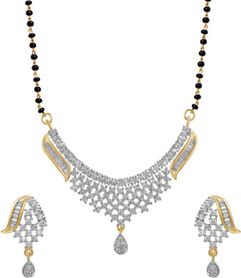 

American Diamond Alloy Jewel Set(Gold, White)
