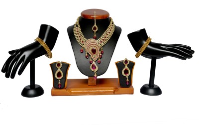 Royal Jewellers Alloy Gold-plated Pink, Gold Jewellery Set(Pack of 1)