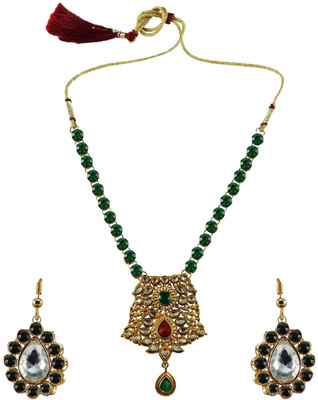 Vidhya Kangan Brass Gold-plated Green Jewellery Set(Pack of 3)