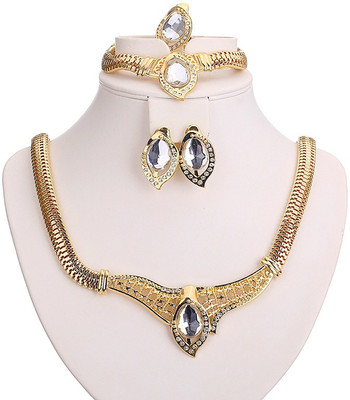 Silver Shoppee Alloy Gold-plated Gold, White Jewellery Set(Pack of 1)