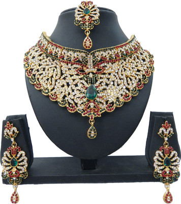 

Shree Bhawani Art Jewellery Alloy Jewel Set(Maroon, Green)