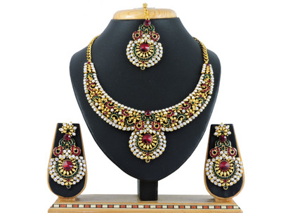 

Vatsalya Creation Alloy Jewel Set(Maroon, Green)