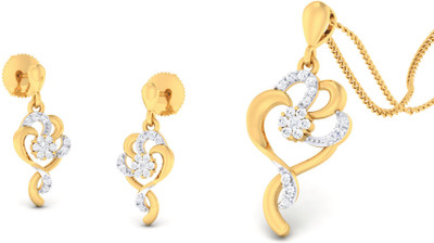 

Jisha Yellow Gold 18kt Diamond Earring & Pendant Set