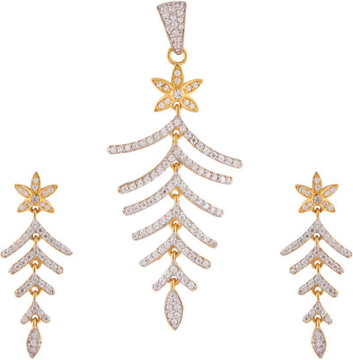 

ZKD Jewels Yellow Gold 18kt Cubic Zirconia Earring & Pendant Set