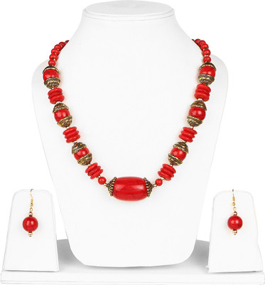 Johareez Alloy Gold-plated Orange Jewellery Set(Pack of 1)