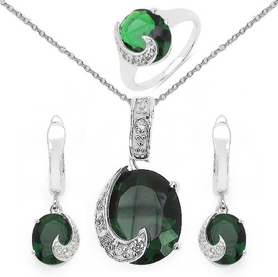 

Johareez Sterling Silver Jewel Set(Green)