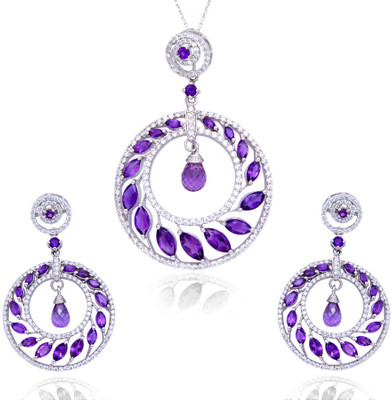 

LordKrishna International Sterling Silver Jewel Set(Purple)