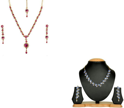Rashi Jewellery Alloy Jewel Set(Pink, Blue)