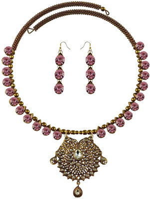 Vidhya Kangan Brass Gold-plated Pink Jewellery Set(Pack of 3)