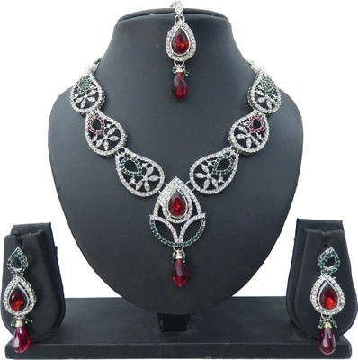 

Shree Bhawani Art Jewellery Alloy Jewel Set(Maroon, Green)