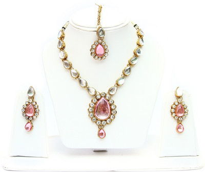 Lucky Jewellery Alloy Pink Jewellery Set(Pack of 1)