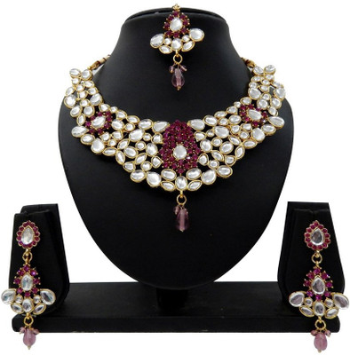 

Shree Bhawani Art Jewellery Alloy Jewel Set(Pink, White)