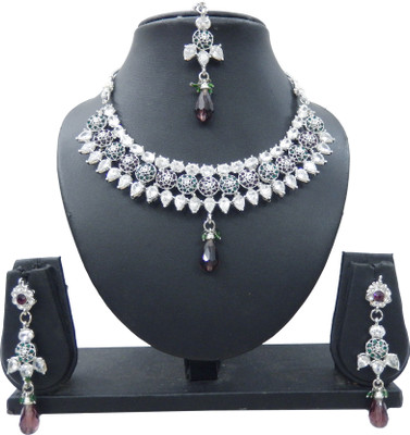 

Shree Bhawani Art Jewellery Alloy Jewel Set(Purple, Green)
