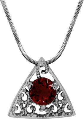 mahi Red Triangle Beauty Rhodium Swarovski Crystal Alloy Pendant