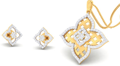 

Jisha Yellow Gold 18kt Diamond Earring & Pendant Set
