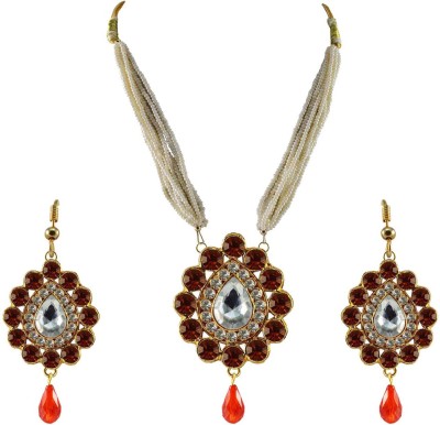 Vidhya Kangan Brass Gold-plated Red Jewellery Set(Pack of 3)