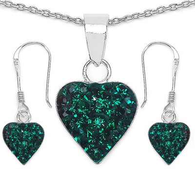Johareez Sterling Silver Green Jewellery Set(Pack of 1)