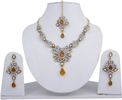 

Pink Rose Alloy Jewel Set(Brown)