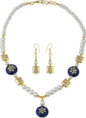 Pearlz Ocean Alloy Gold-plated Blue, White Jewellery Set(Pack of 1)
